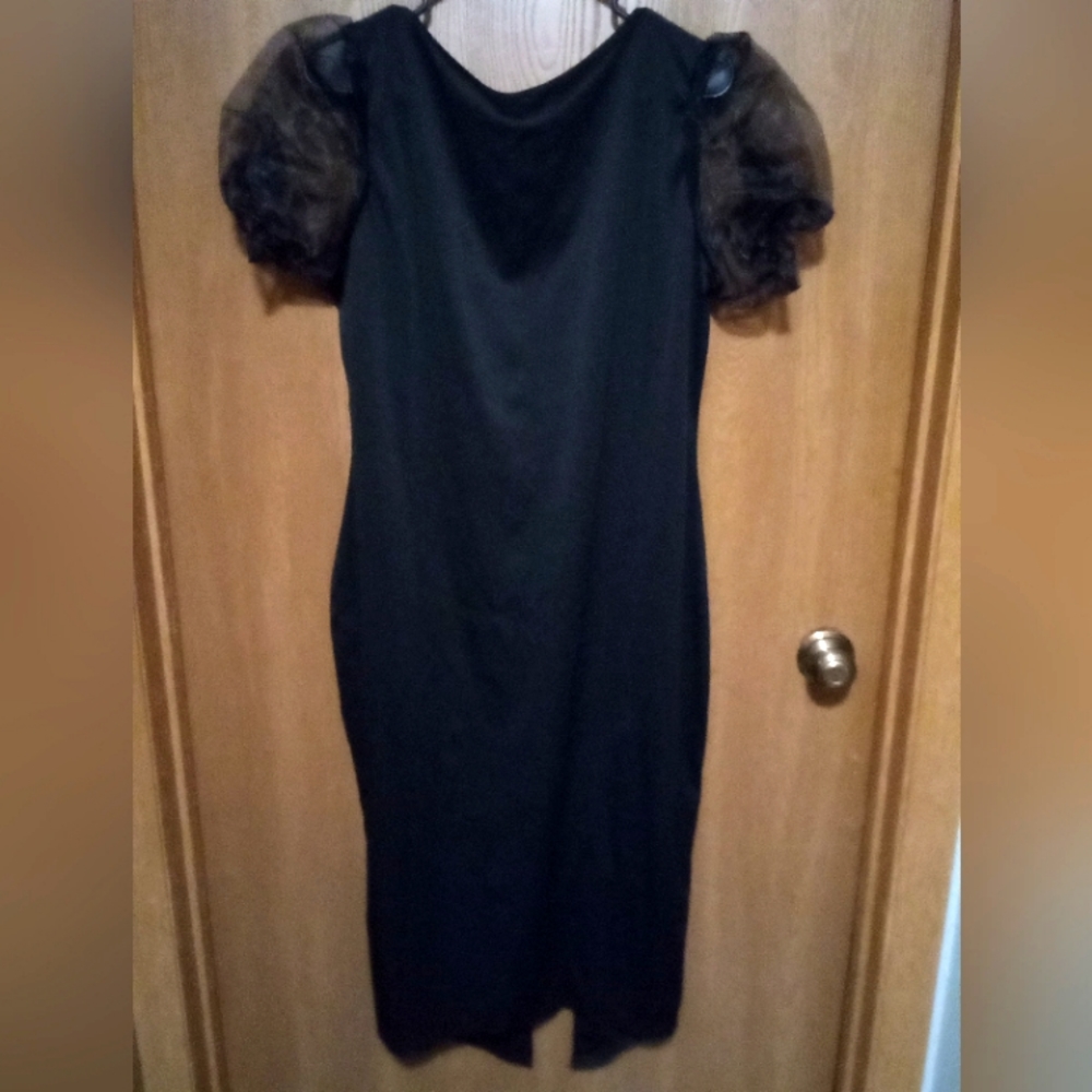 Bloom chick black sheer short sleeve party dress
